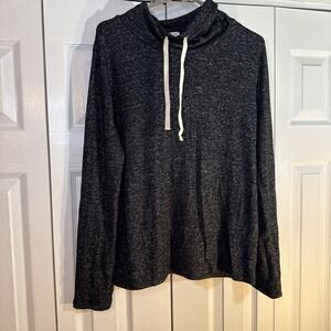 J. CREW Womens Medium Black Cowl Neck‎ Activewear Sweatshirt Viscose Soft NWT